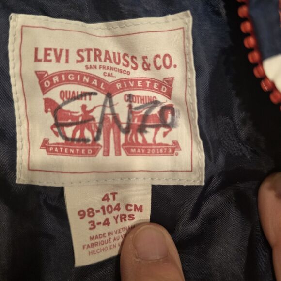 Levi’s Red White Blue Puffer Hooded Coat Jacket Size toddler 4T - Picture 4 of 5